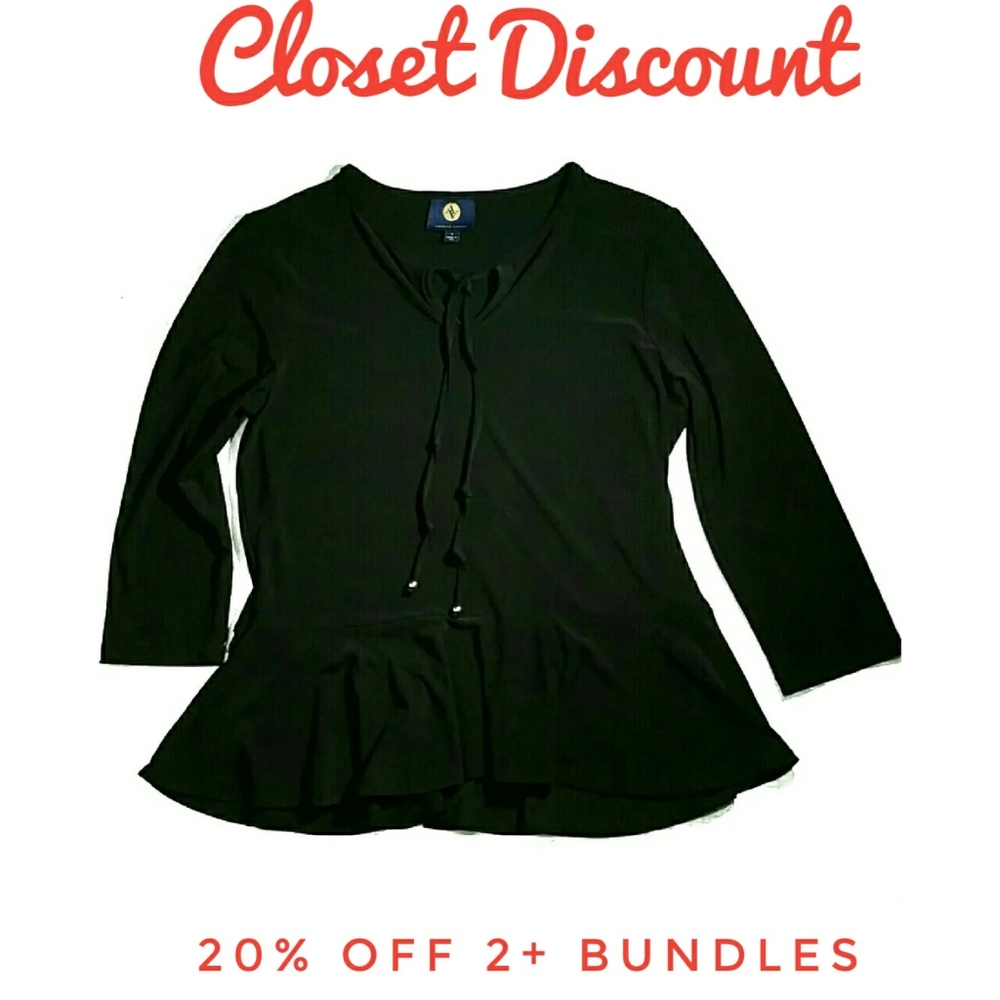 Adrienne Vittadini Small Jersey Peplum Top (B)